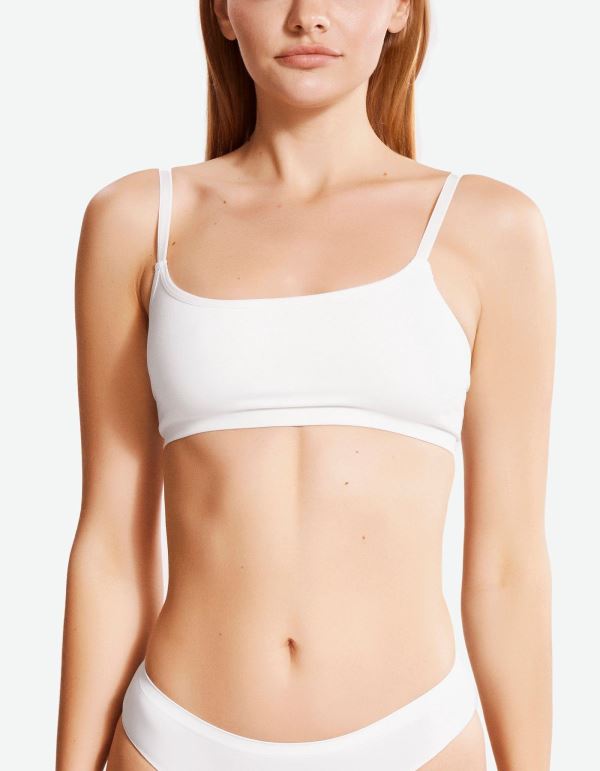 Beyaz Askılı Bandeau Top